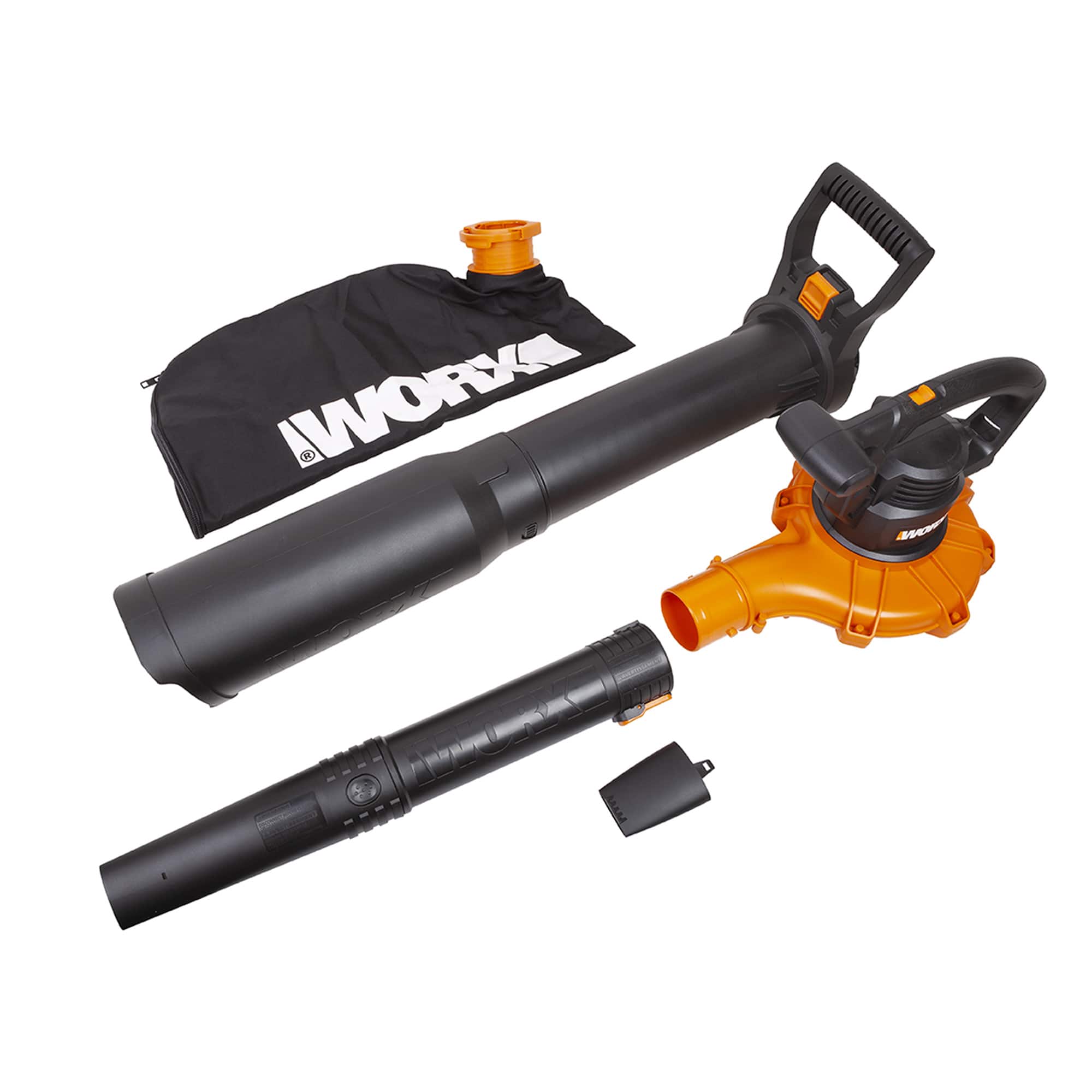 Left. WORX - 12 Amp 250 MPH 400 CFM Electric Leaf Blower/Mulcher/Vacuum - Black.