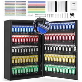 VEVOR - 200-Key Cabinet, Key Lock Box with Adjustable Racks, Security Key Storage Box Steel - Black
