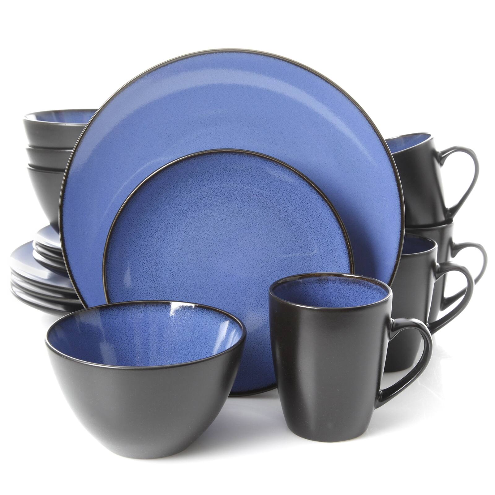 Alt View 4. Gibson - Gibson Elite Soho Lounge Round 16-Piece Dinnerware Set, Blue - Blue.