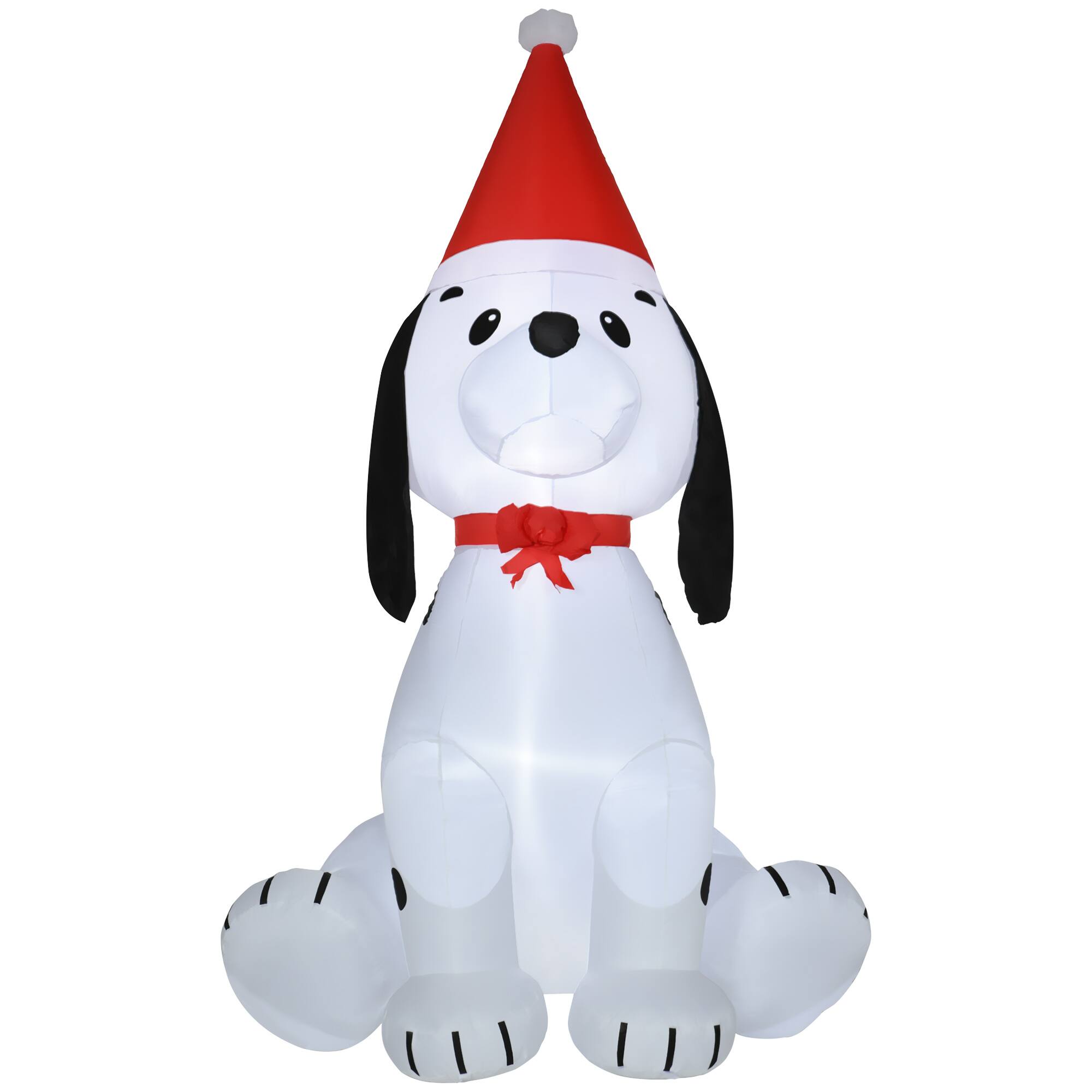 Front. TinyHomie - HOMCOM 6ft Christmas Inflatable Puppy Santa Hat Outdoor LED Decor - white.