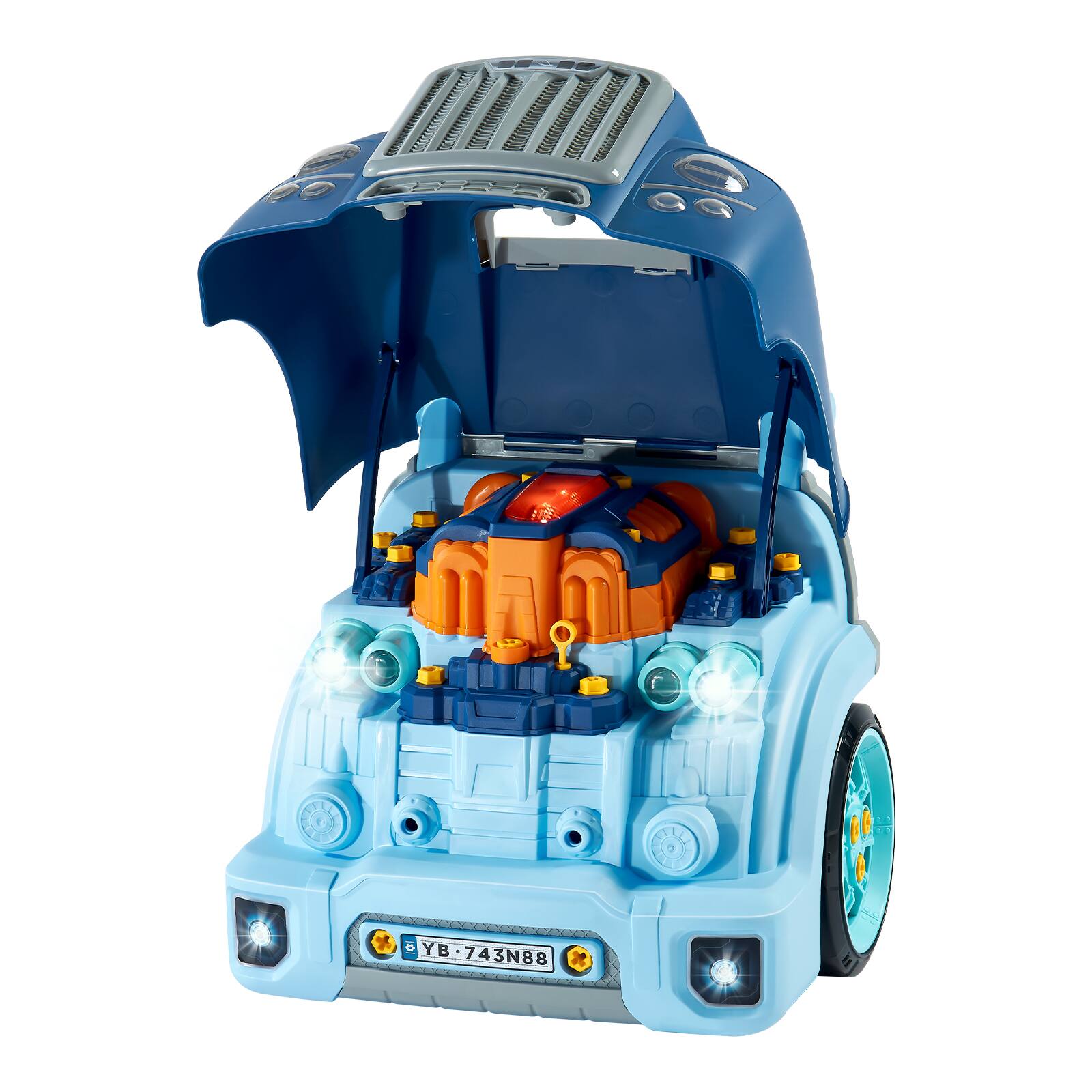 Alt View 5. VEVOR - Engine Toy, 60 Pieces, Kids Mechanic Car Repair Set with Removable Parts, Lights and Sounds, Steering Wheel and Horn - Green.