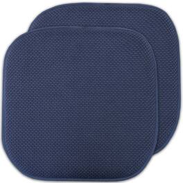 Sweet Home Collection - Honeycomb Memory Foam No Slip Back 16" x 16" Chair Pad Cushion, 2-Pack - Navy