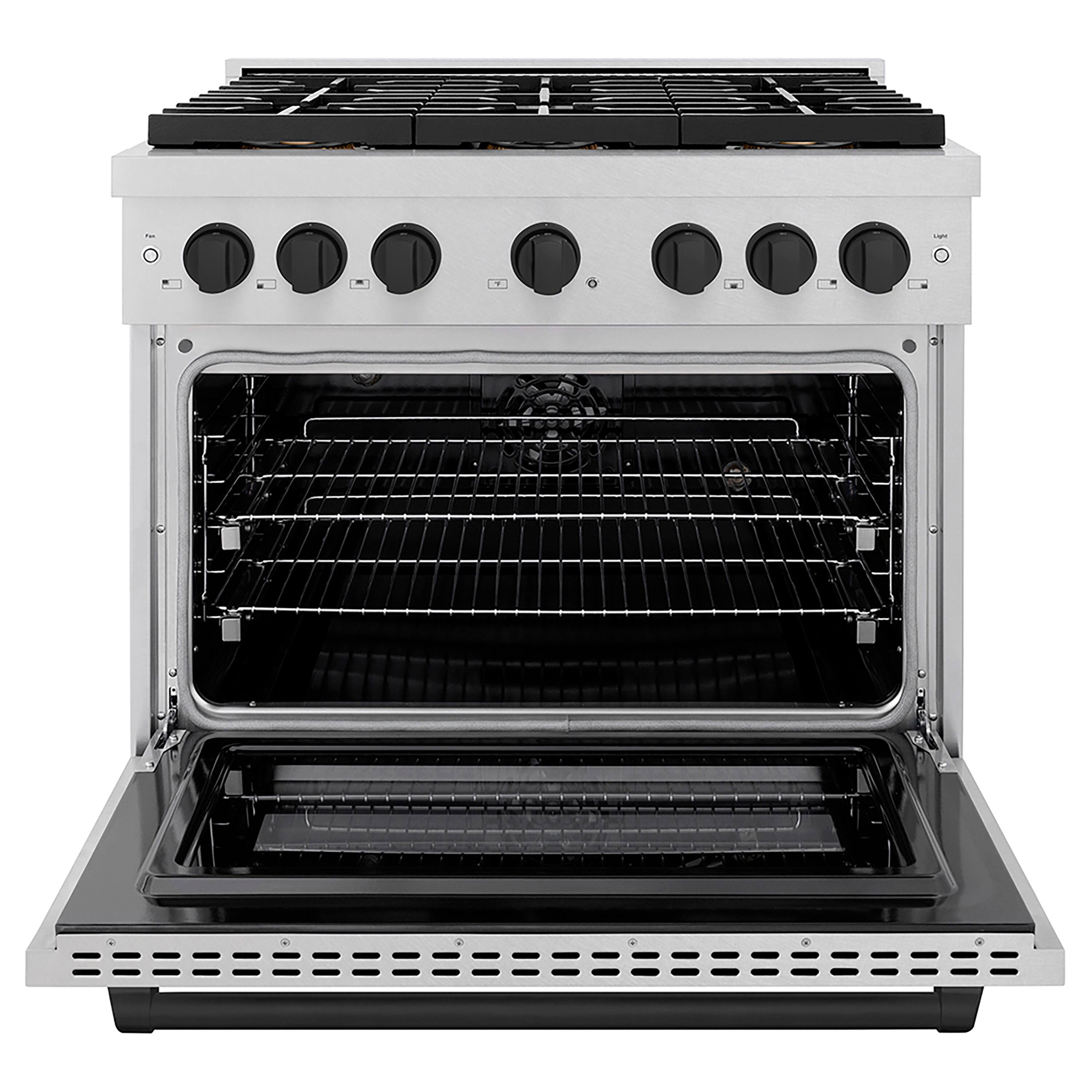 Angle. ZLINE - Autograph 36 in. 5.2 cu. ft. Freestanding Paramount Dual Fuel Range w/ DuoPro Cooktop in Satin Steel & Black Accents - Stainless Steel.
