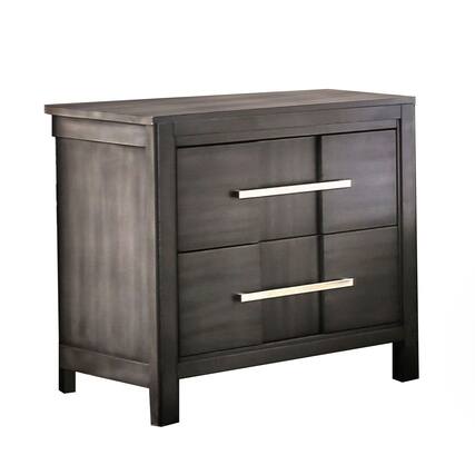 Front. Vaczon - Solid Wood Nightstand with Wood Veneer, Soft Felt-Lined Drawer, and Silent Ball Bearing Glides for Bedroom - Gray.