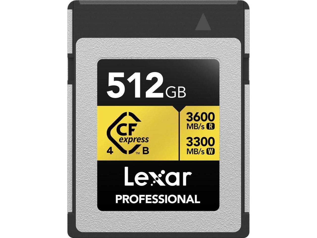 512 GB  
3600 MB/s  
CF express 3300  
4 TM  
MB/s W  
Lexar PROFESSIONAL