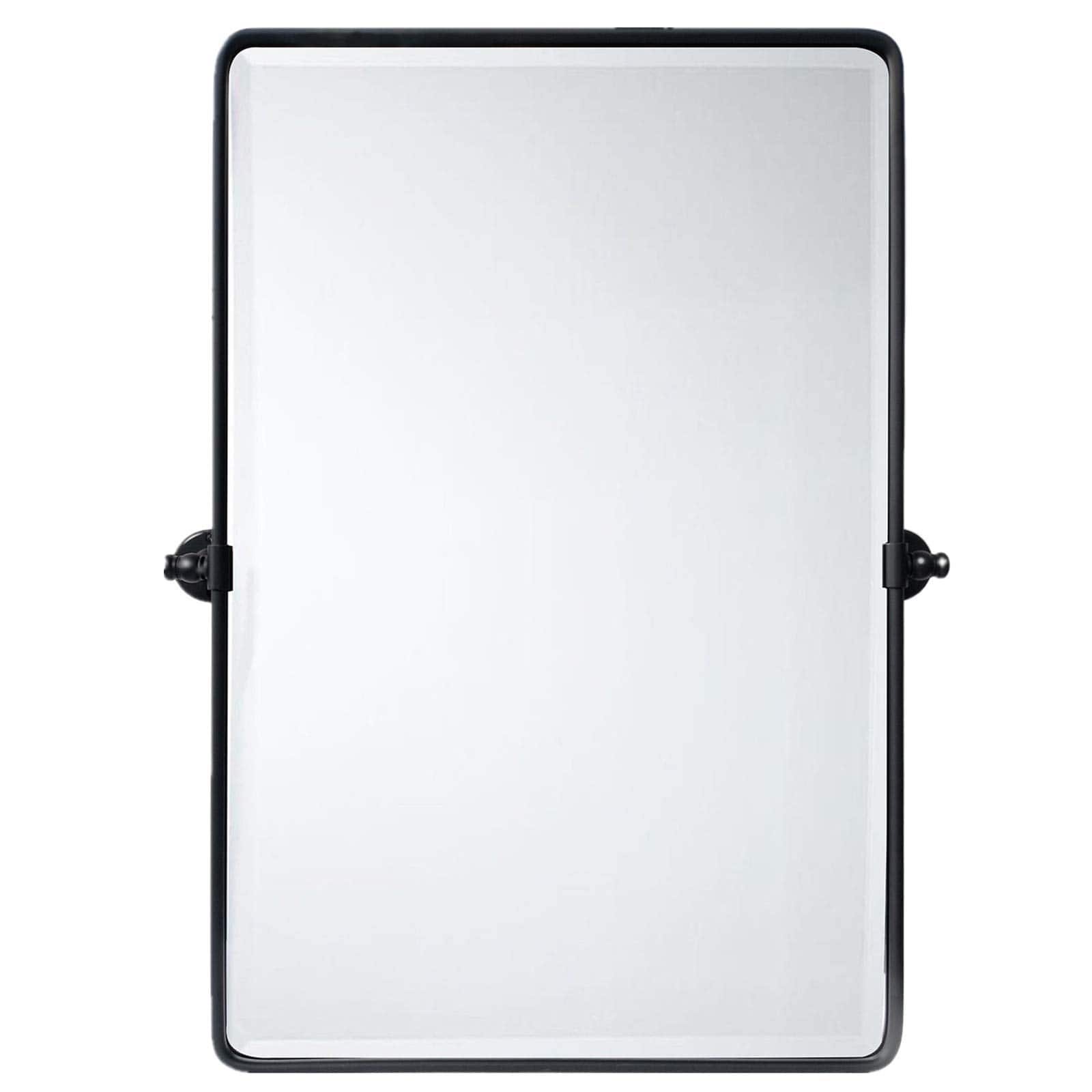 Comfort Essence - Pivot Mirror For Bathroom Matt Tilt Beveled Rectangle Pivoting Metal Framed Vanity Mirrors Wall Vertical - Matt Black-40"L x 30"W
