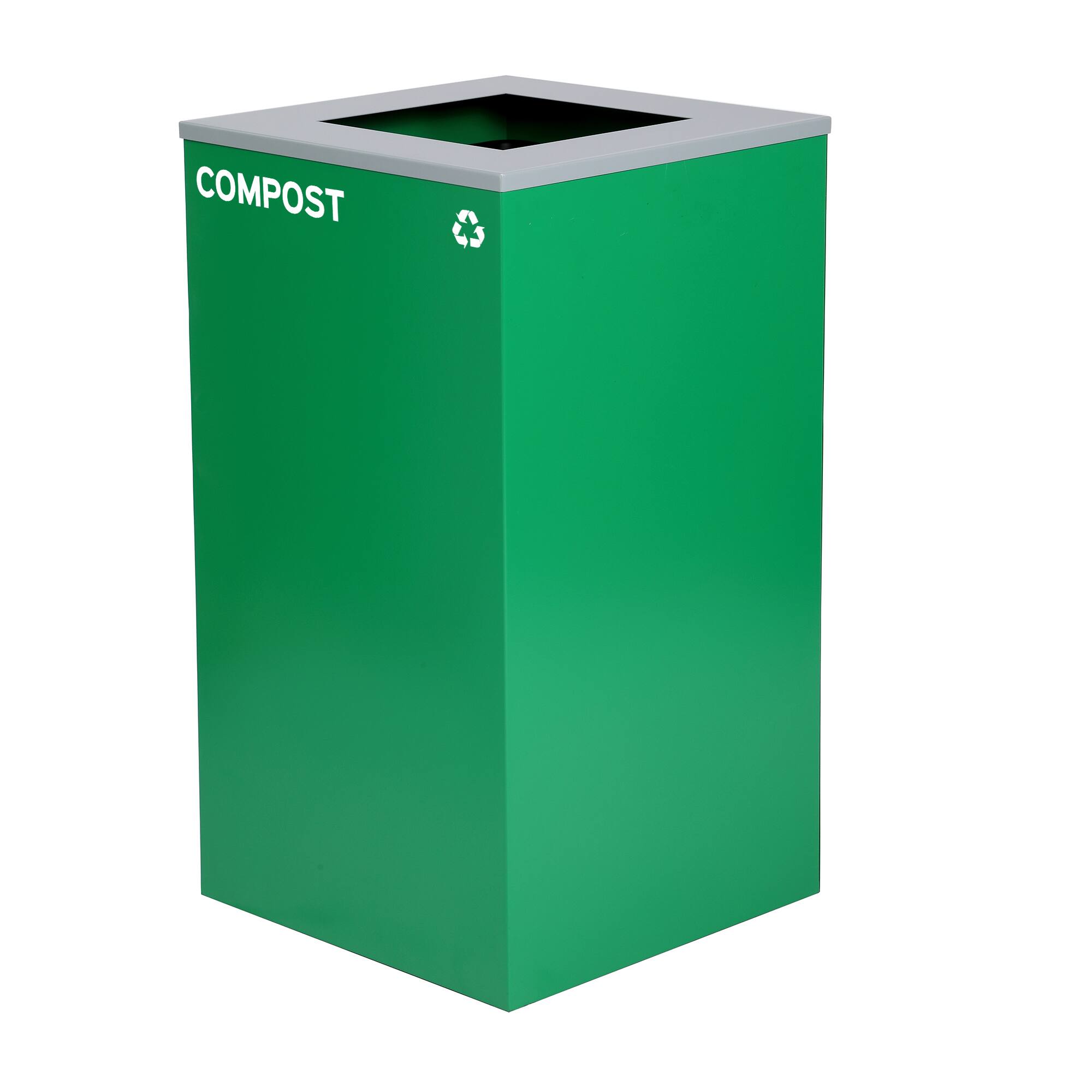 Back. Alpine Industries - 29 Gallon Steel Trash Can Compost Bin with Square Lid - Green.