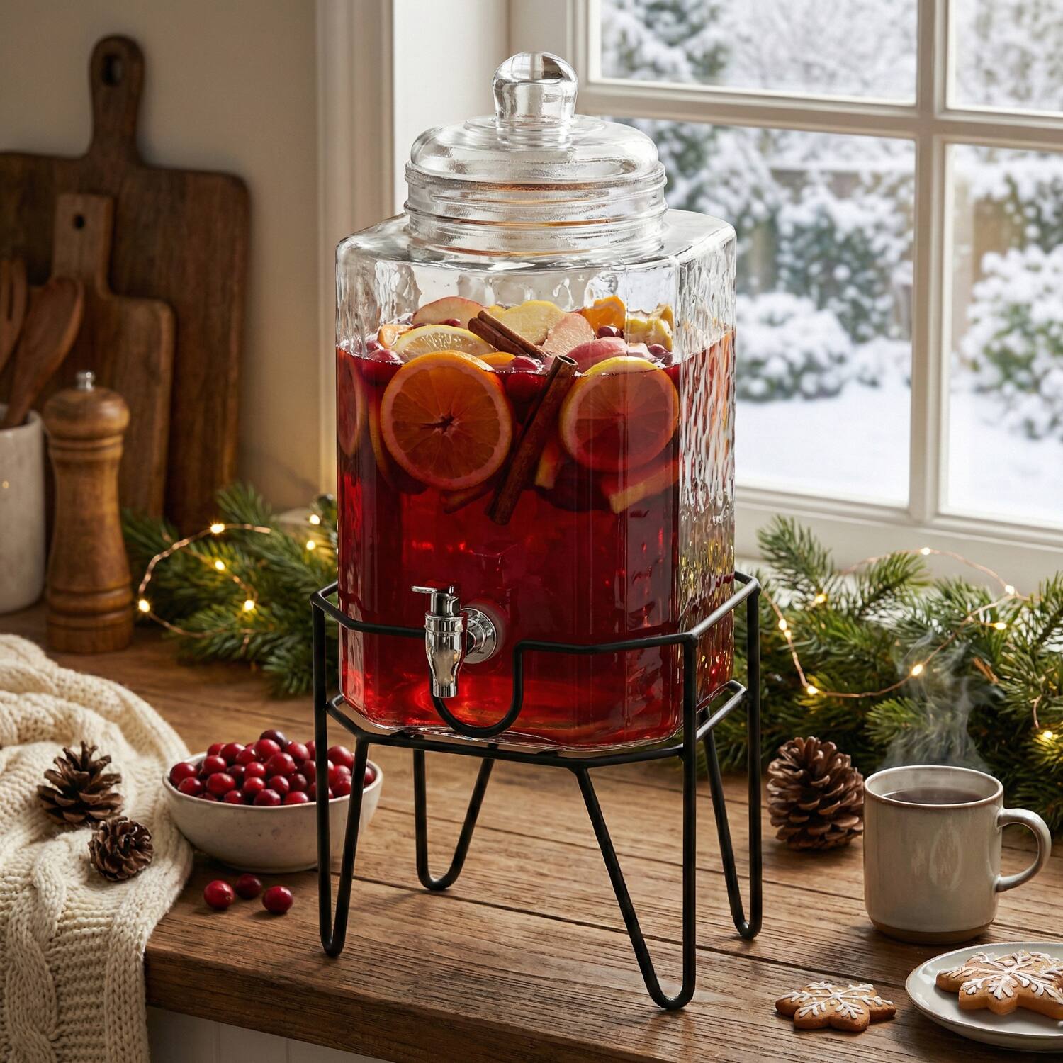 Back. Style Setter - Hamburg Beverage Glass Dispenser with Stand 1.5 GAL - Clear.