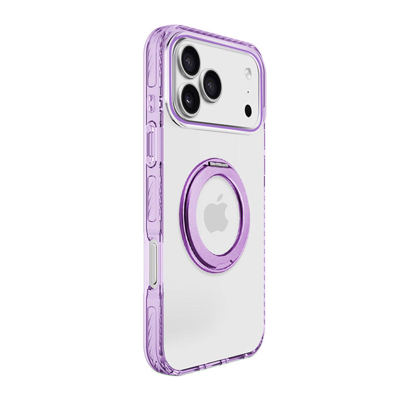 Front. UUCOVER - Magnetic Clear Case for Apple iPhone 17 Pro with 360° Rotating Ring Kickstand, Compatible with MagSafe, Shockproof Cover - Purple.
