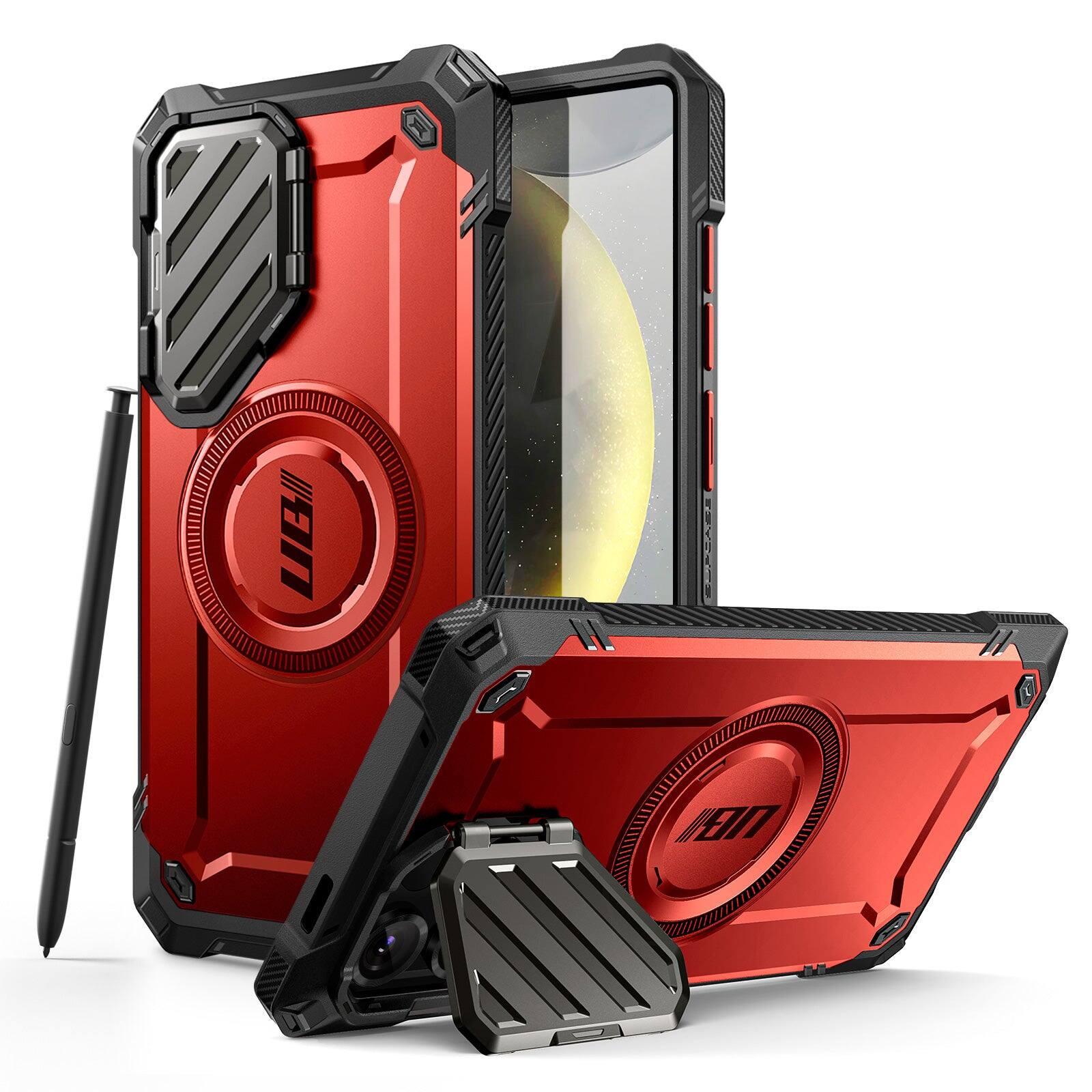 Left. SUPCASE - Galaxy S25 Ultra Unicorn Beetle MAG XT Bumper Case - Red.