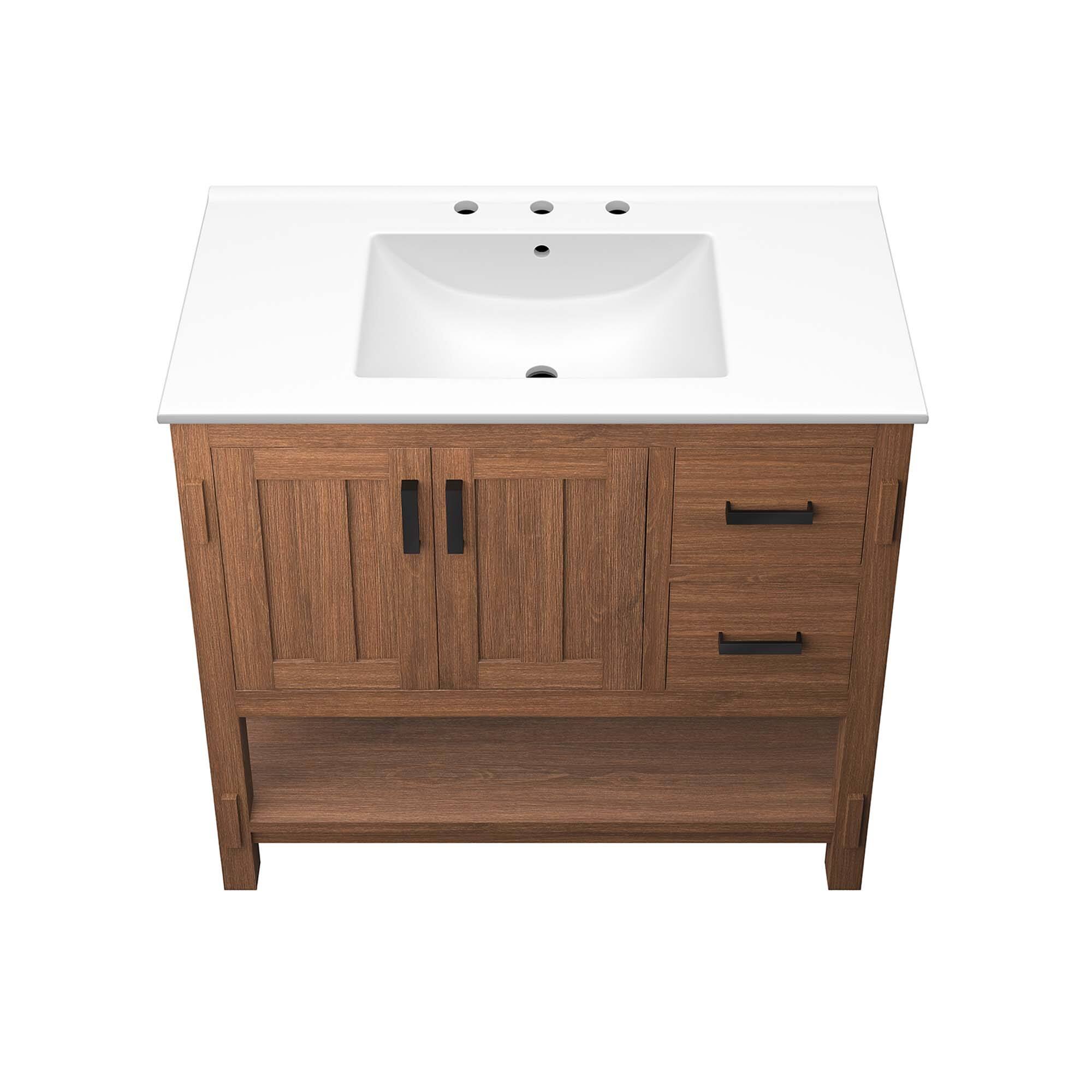 Alt View 5. Modway - Ashlyn Bathroom Vanity Basin Included by Modway - Walnut White.