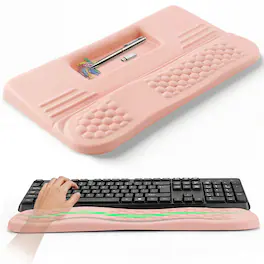 LIMOUS - 17.3" Ergonomic Wave Keyboard Wrist Rest with Keyboard Stand for Desk Computer Keyboard - Pink