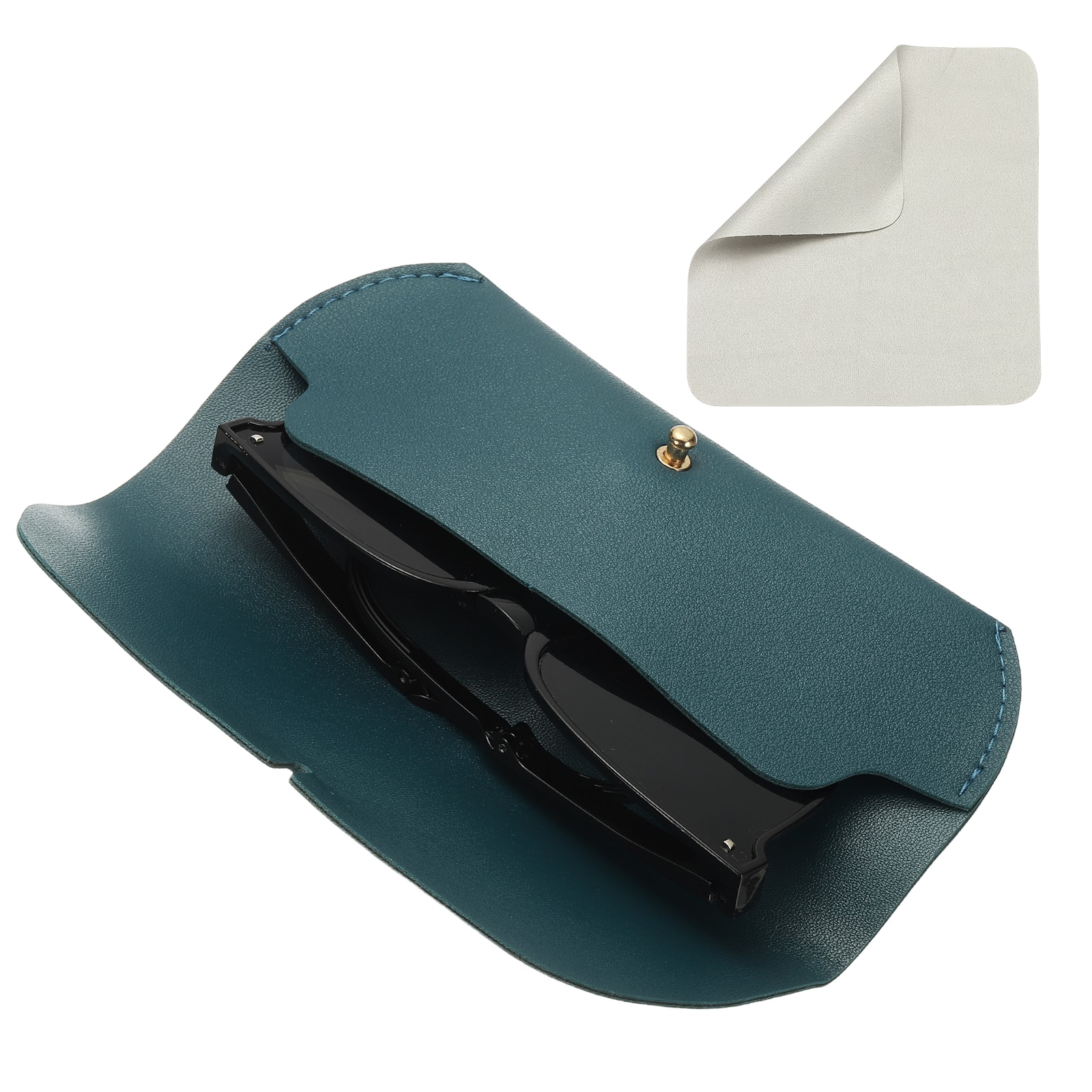 "Unique Bargains - Leather Eyeglass Case 7.1x1.2x2.9"" Portable Pouch with Strap & Cleaning Cloth - Dark Green" price history on PriceWatchPro