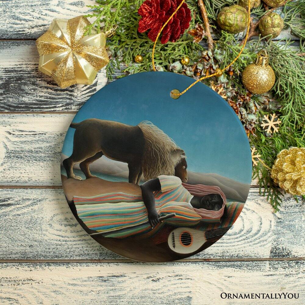 Back. OrnamentallyYou - Henri Rousseau the Sleeping Woman Ornament Famous Painting Christmas Decoration Souvenir - Multi-colored.