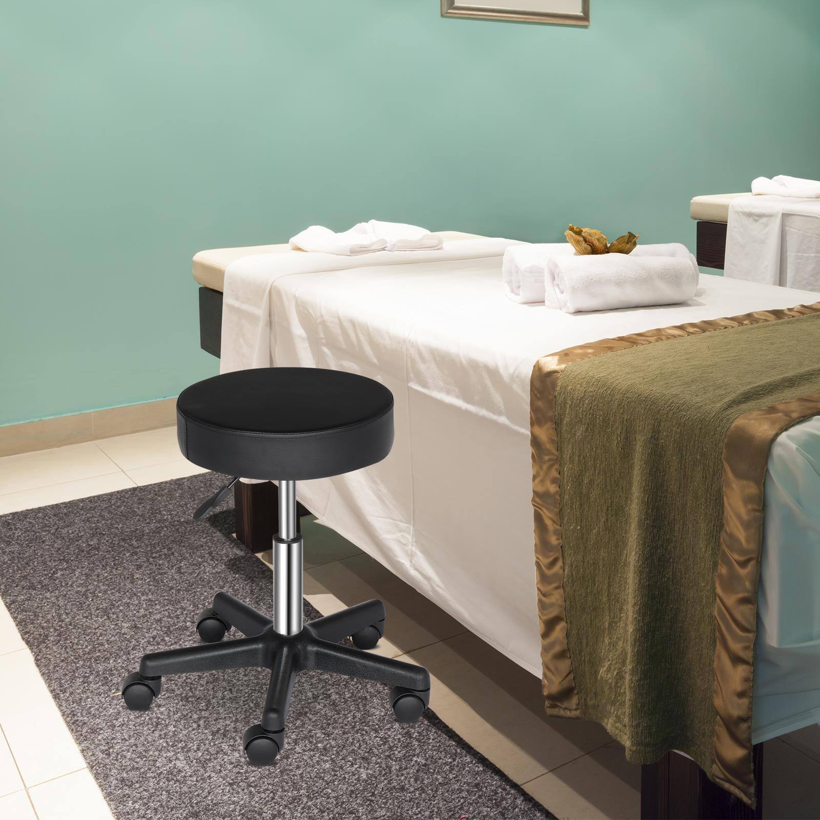 Alt View 1. Winado - Round Rolling Stool Chair Height Adjustable Swivel Work SPA Medical Salon Stool with PU Leather and Height Adjustable - Black.