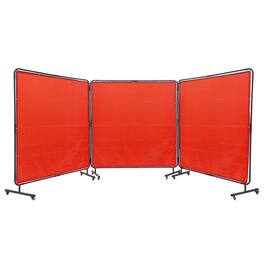 VEVOR - Welding Screen with Frame, 6' x 6' 3 Panel Welding Curtain Screens, Flame-Resistant Vinyl Welding Protection Screen - Red