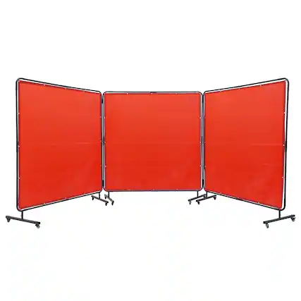 Front. VEVOR - Welding Screen with Frame, 6' x 6' 3 Panel Welding Curtain Screens, Flame-Resistant Vinyl Welding Protection Screen - Red.