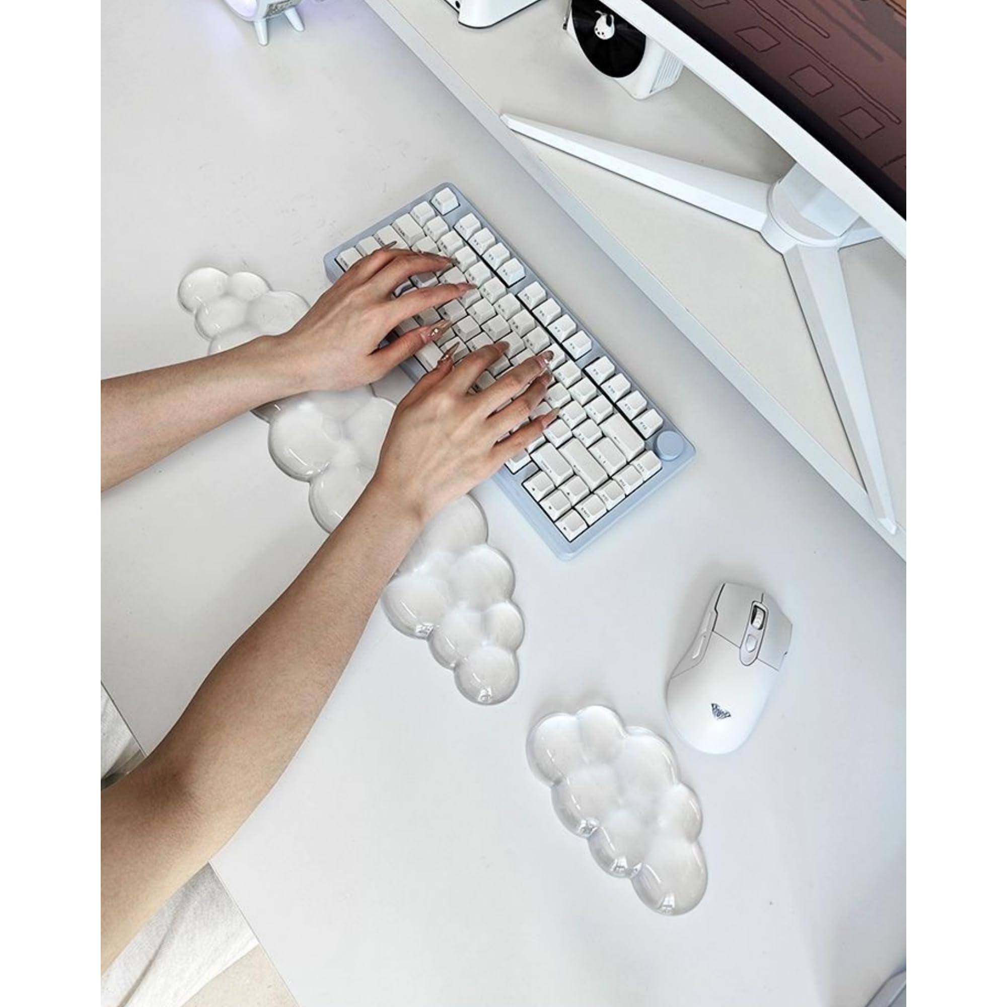 Alt View 5. Earthley Blooms - Mouse Pad With Wrist Rest Soft Cloud Gel Set Hand Support Cute Non Slip Office Desk Accessories For - Clear Wave.