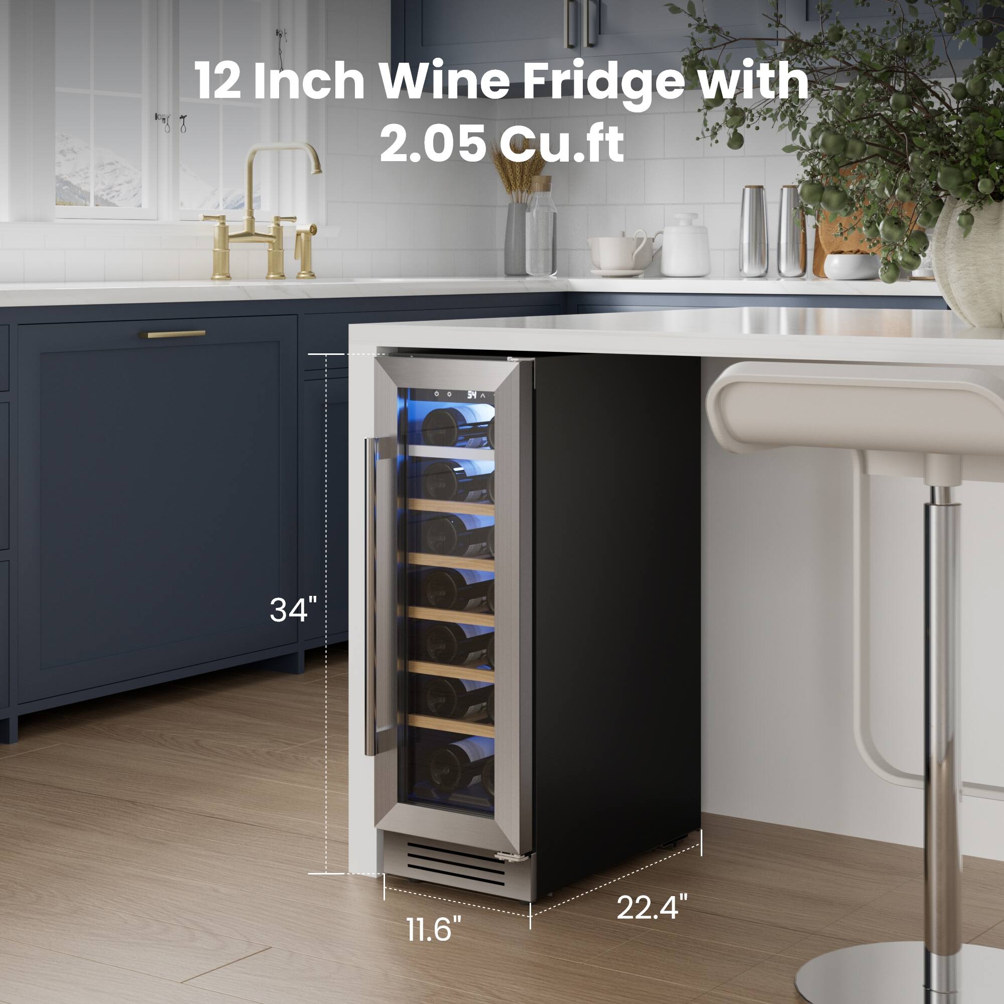 12 Inch Wine Fridge with 2.05 Cu.ft

34" x 11.6" x 22.4"