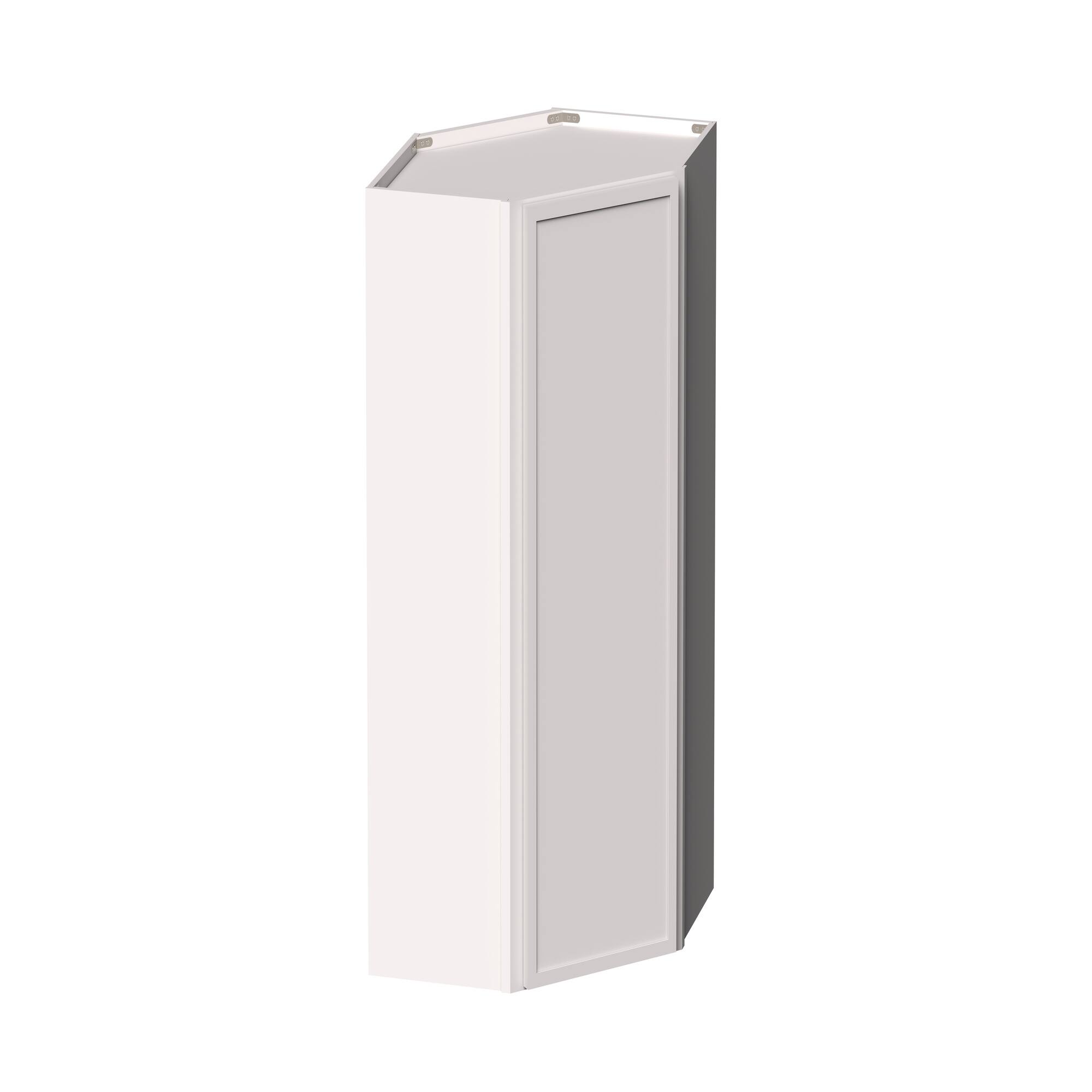 Angle. Boyel Living - 24-in W x 42-in H x 12-in D Slim Shaker RTA Kitchen Diagonal Corner Wall Cabinet with Soft-Close - Snow White.