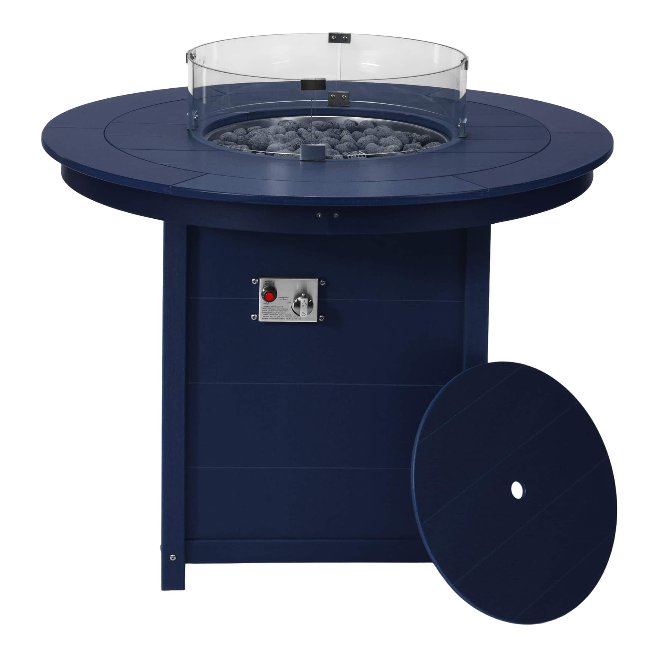 "WestinTrends - Helios 47"" Modern Outdoor Patio Propane Round Counter Height Fire Pit Table - Navy Blue" price history on PriceWatchPro