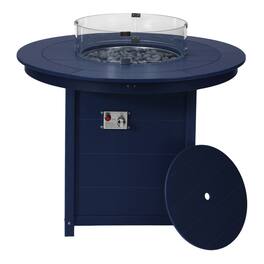 WestinTrends - Helios 47" Modern Outdoor Patio Propane Round Counter Height Fire Pit Table - Navy Blue