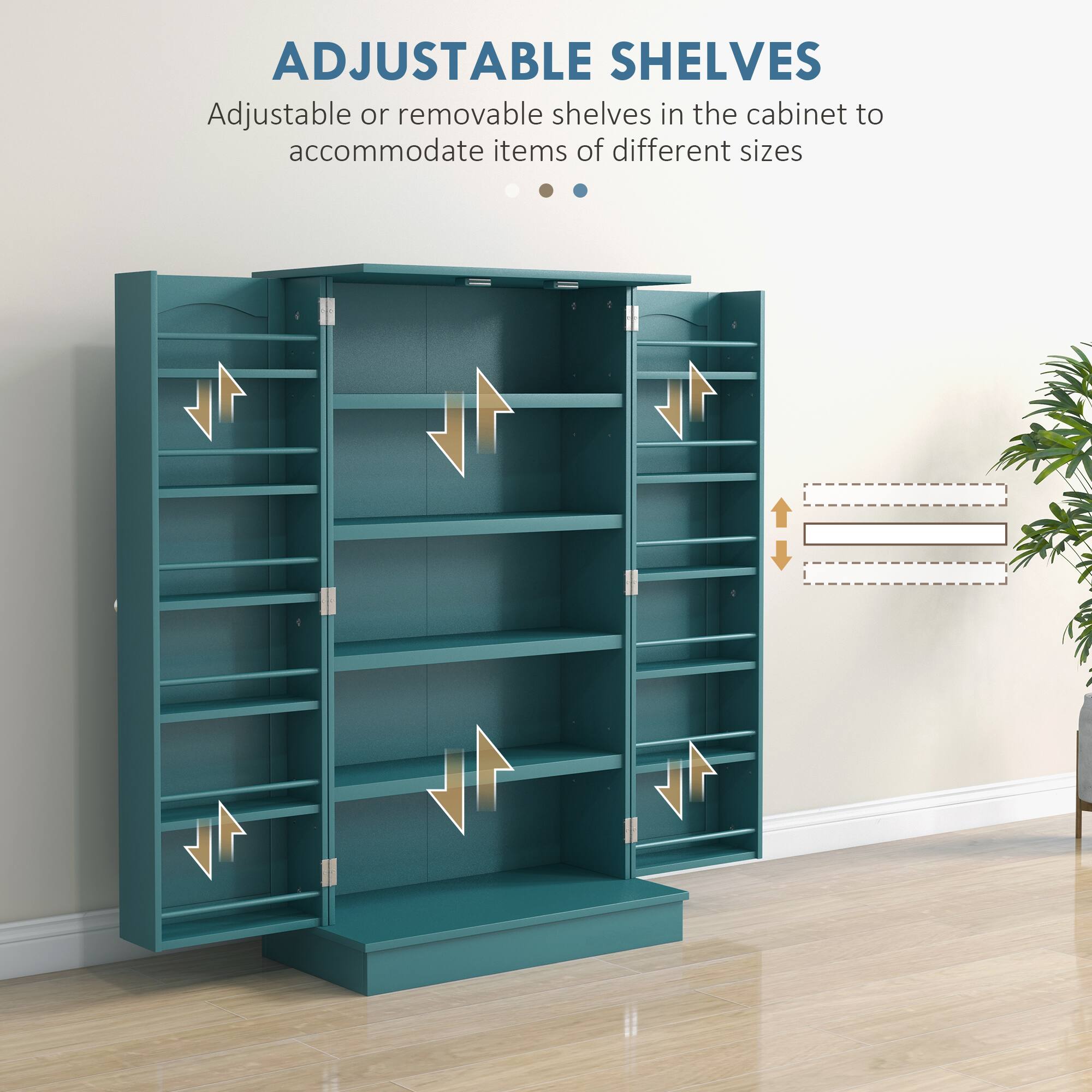 ADJUSTABLE SHELVES

Adjustable or removable shelves in the cabinet to accommodate items of different sizes