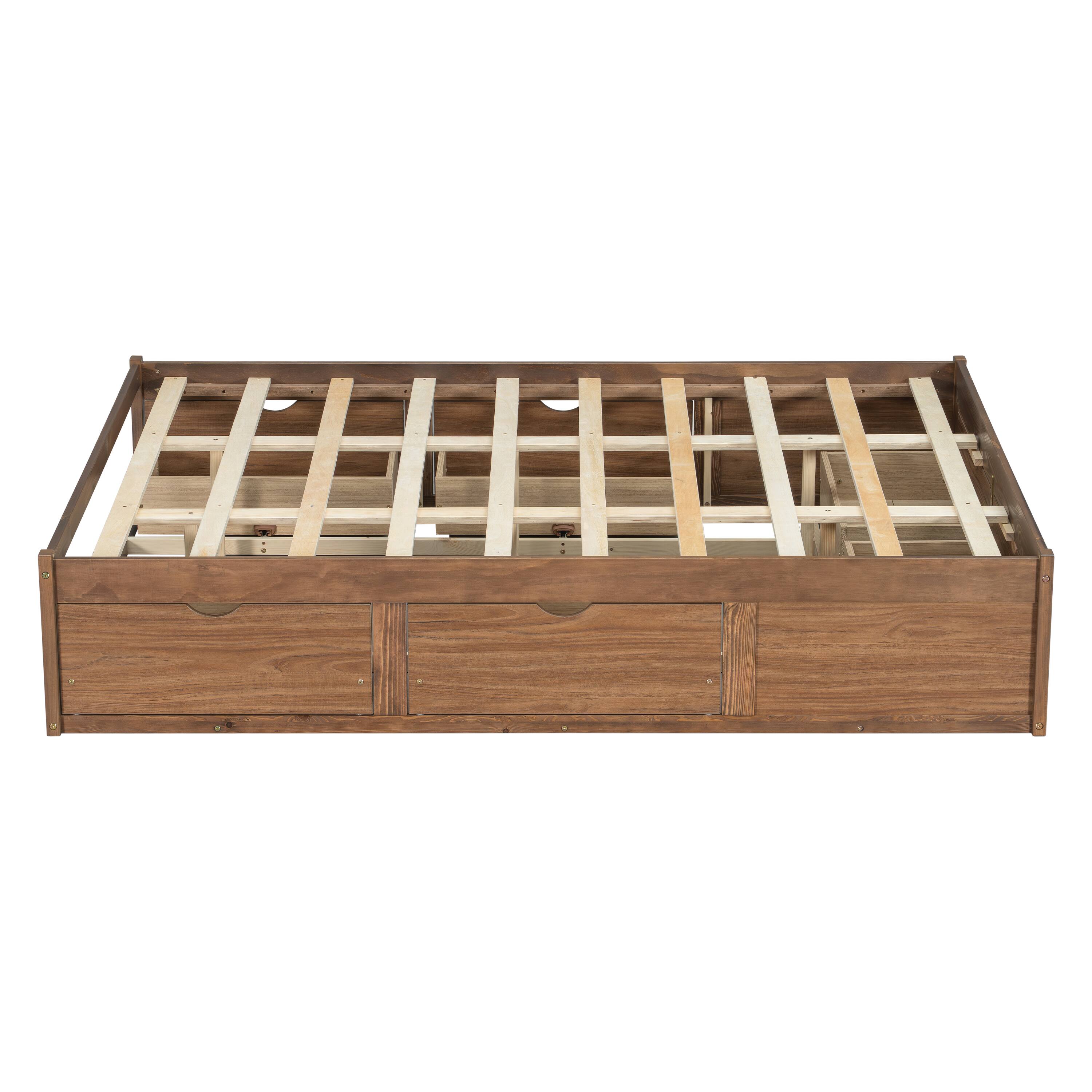 Alt View 1. Whisen - Storage Platform Bed with 6 Spacious Pull-Out Drawers for Bedroom - Light Walnut.