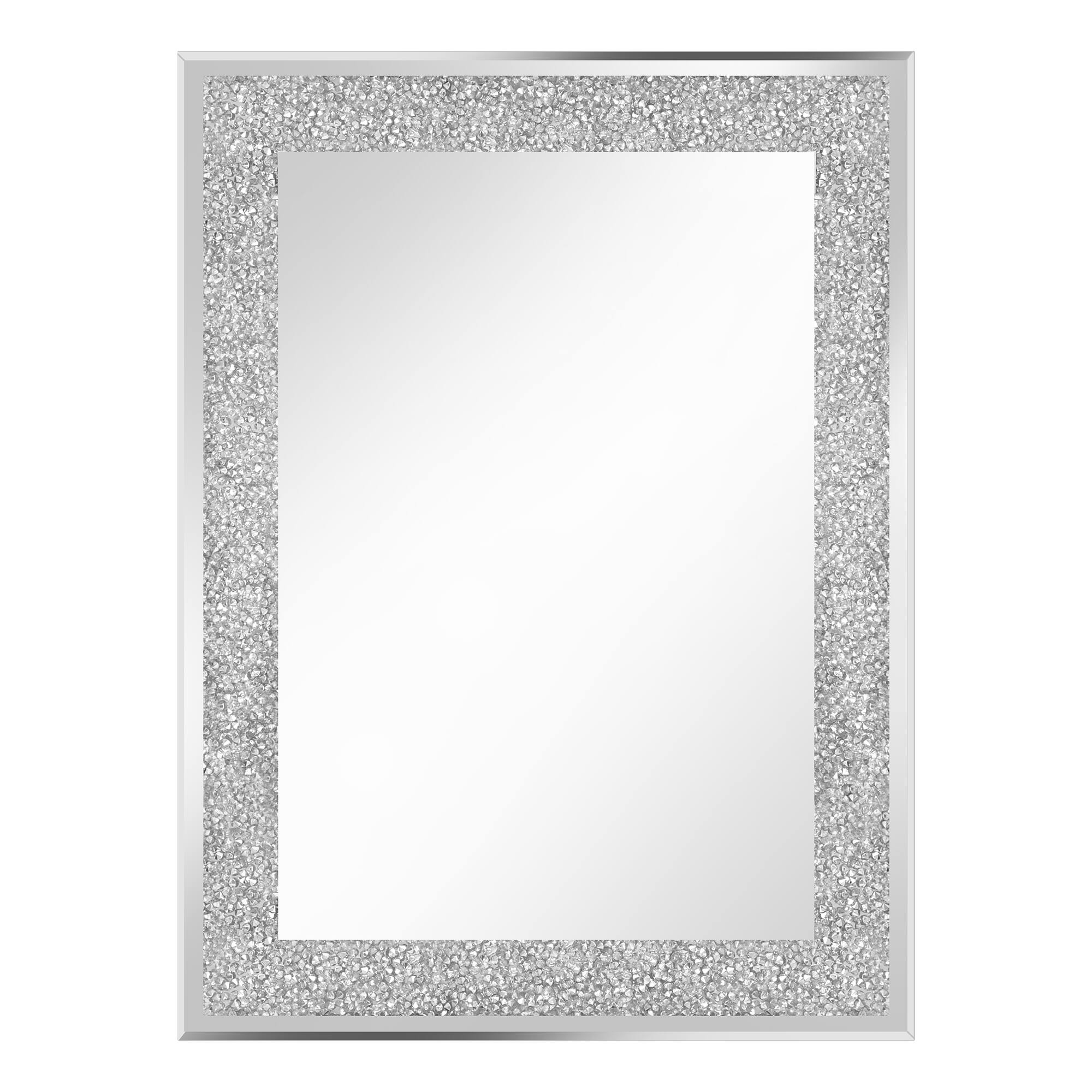 Breezary - 36 x 24 Modern Decorative Wall Mirror Crushed Diamond Frame Rectangle Vanity Mirror for Bathroom Bedroom Living Room - Black price history on PriceWatchPro