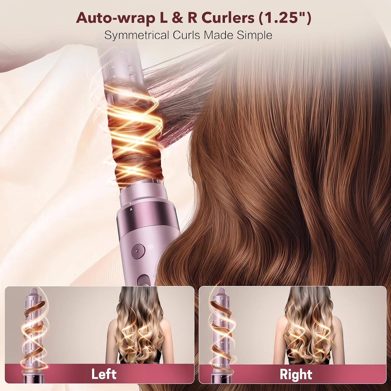 Auto-wrap L & R Curlers (1.25")  
Symmetrical Curls Made Simple  

Left  
Right