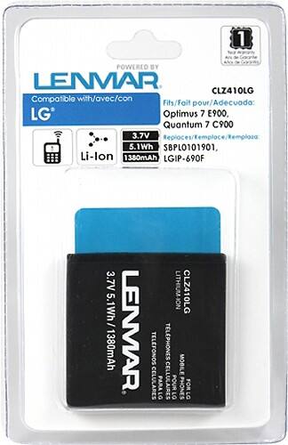 Front Standard. Lenmar - Lithium-Ion Battery for LG Optimus 7 E900 and Quantum 7 C900 Mobile Phones.