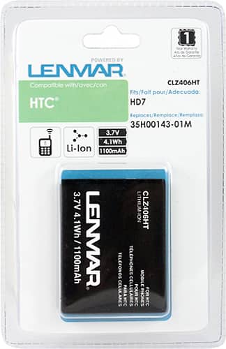 Front. Lenmar - Lithium-Ion Battery for HTC HD7 Windows 7 phone and WildFire Mobile Phones - Black.