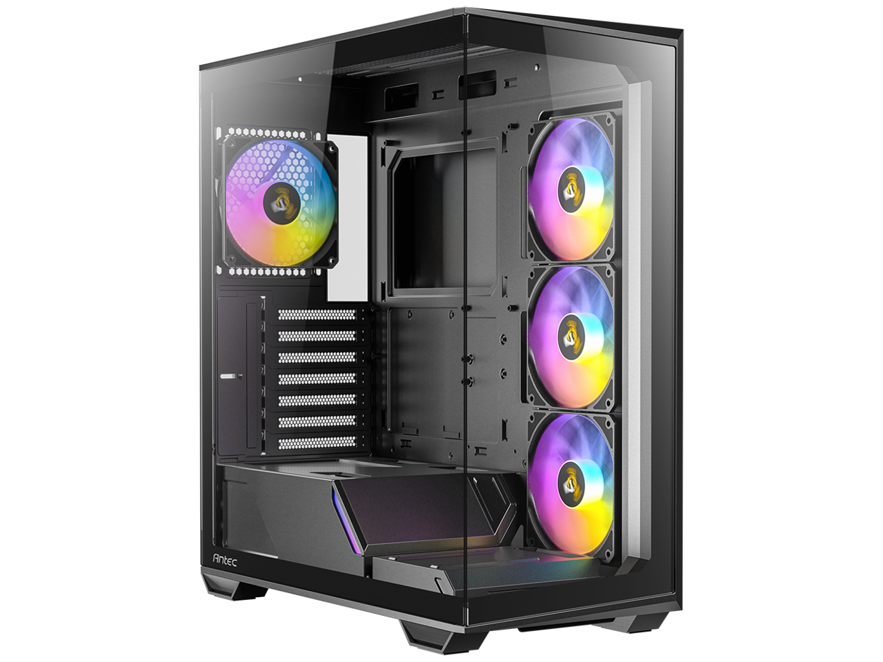 Alt View 3. Antec - Antec C3 ARGB, 4 x 120mm ARGB Fans, 8 Fan Support, Type-C 3.2 Gen 2, Tempered Glass, 360mm Radiator, Mid-Tower ATX Case - Black.