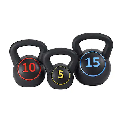 Front. BalanceFrom Fitness - BalanceFrom Wide Grip Kettlebell Fitness Exercise Weights, 5, 10, and 15 Pounds - Black.