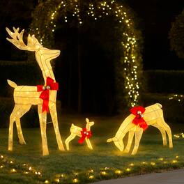 BreeBe - Christmas Deer Set of 3 with 230 LEDs for Outdoor Lawn Display - White