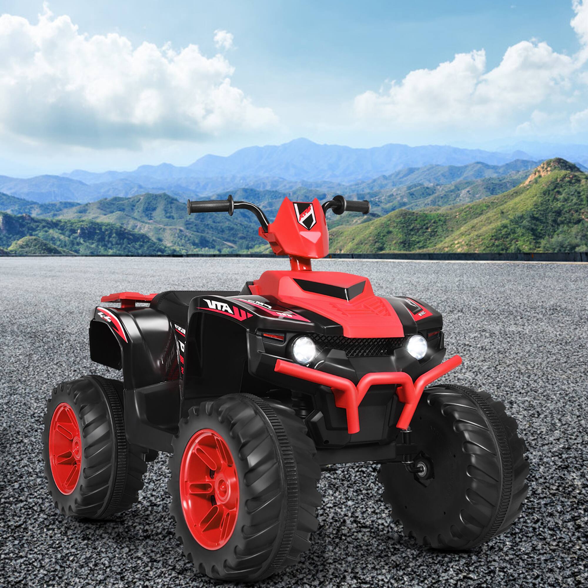 Alt View 2. Gymax - Gymax 12V Electric Kids Ride On Car ATV 4-Wheeler Quad w/ Music LED Light Red - Red.