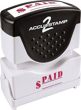 Accu-Stamp - 2 PAID Rectangle Pre-Inked Stamp, 1/2" x 1-5/8", Ink - Red