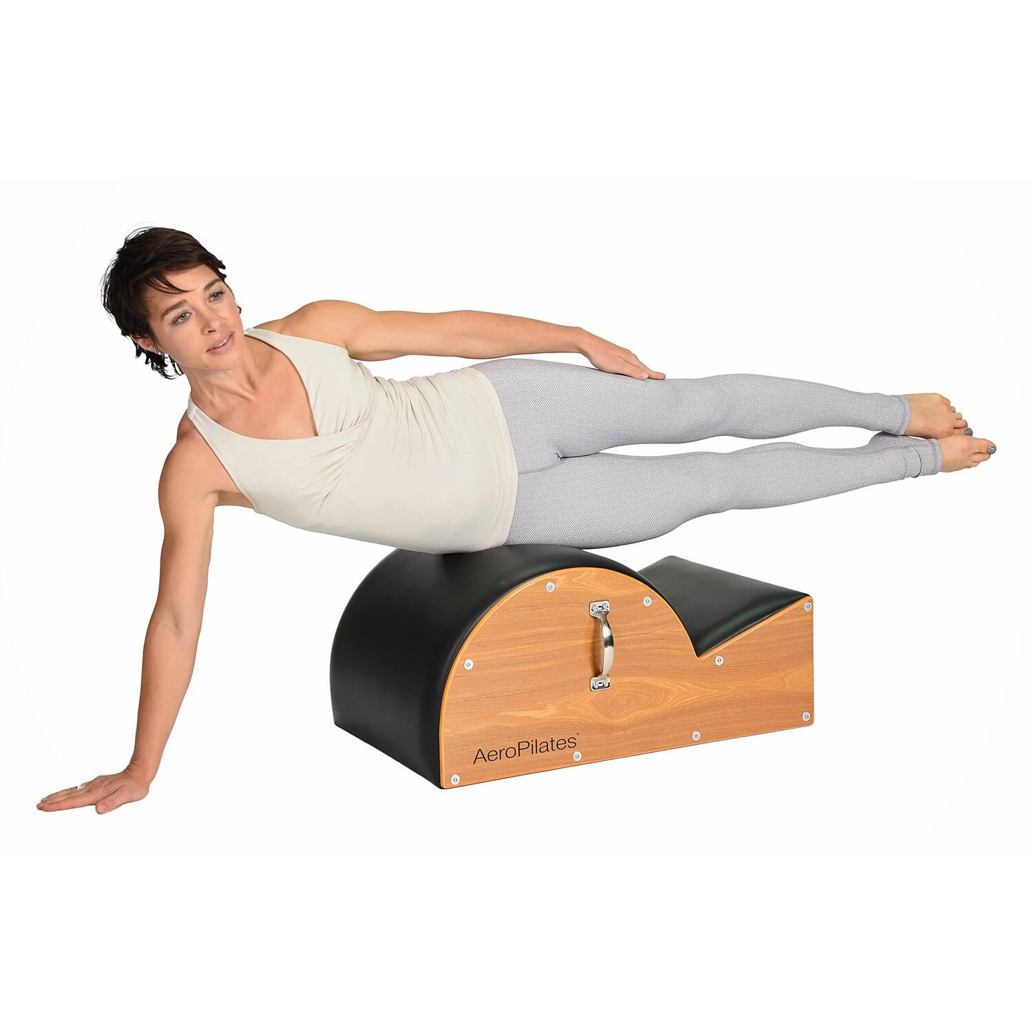 Alt View 5. Stamina Products - Stamina AeroPilates Wooden Padded Spine Posture Corrector Stretching Barrel - Natural wood.