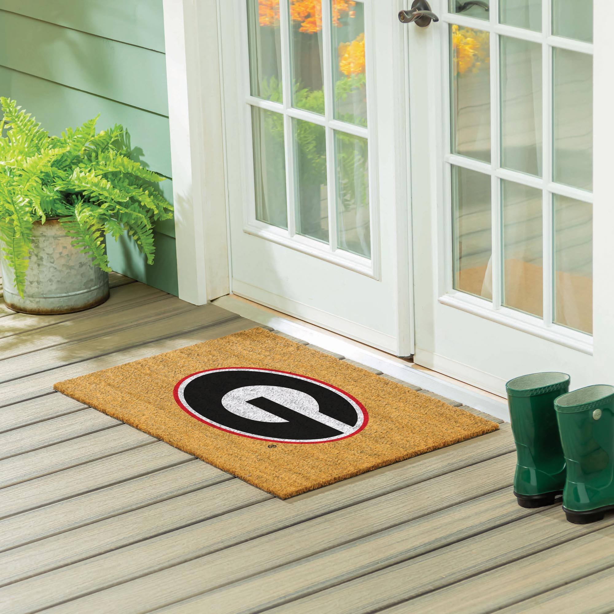 Alt View 1. Evergreen Enterprises - Georgia Bulldogs 24" x 36" Outdoor Team Logo Coir Mat - Brown.