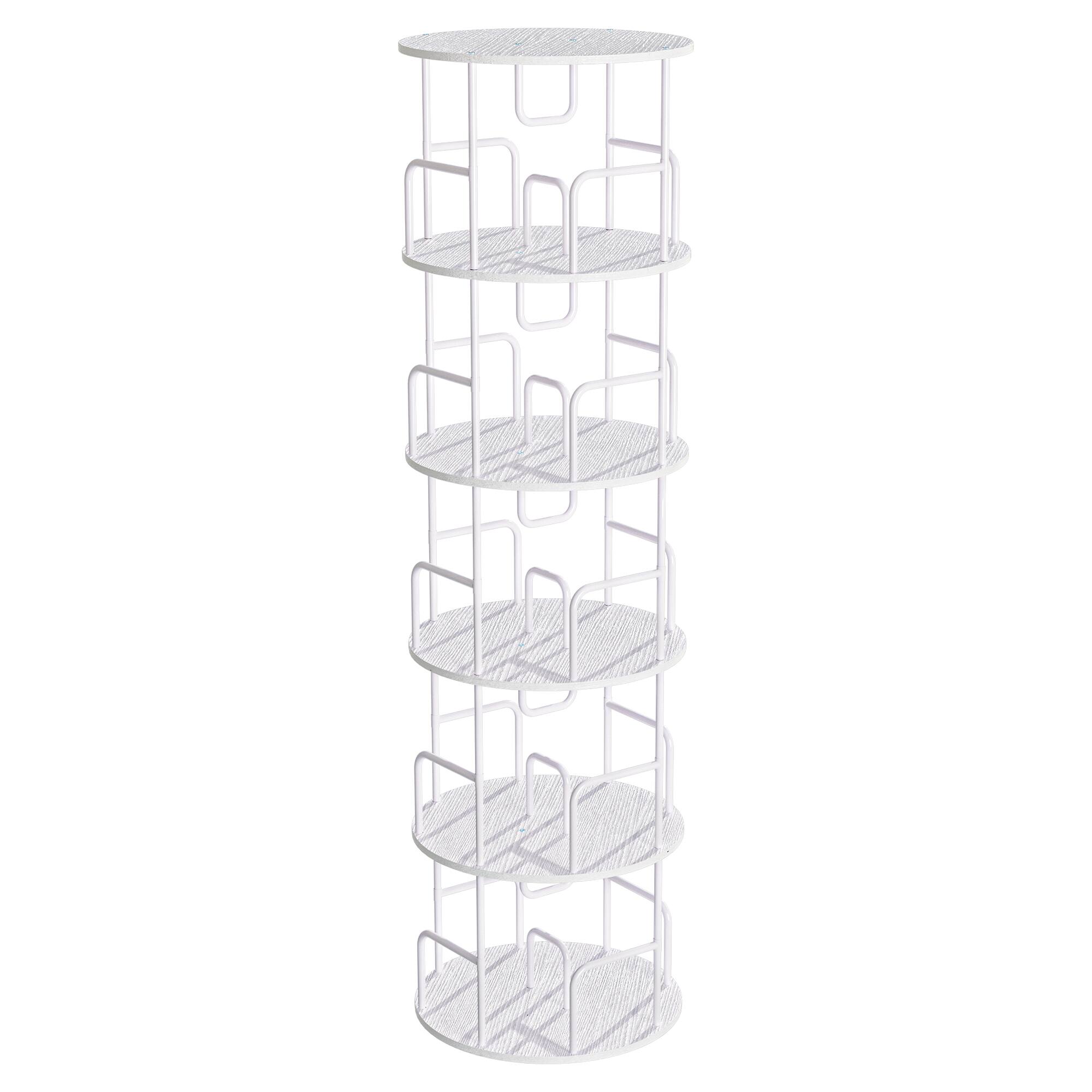 Alt View 4. MERAVOM - 5-Tier Rotating Bookshelf, 360° Spinning Bookcase, Freestanding Corner BookShelf, Revolving Display Rack for Living Room - White.