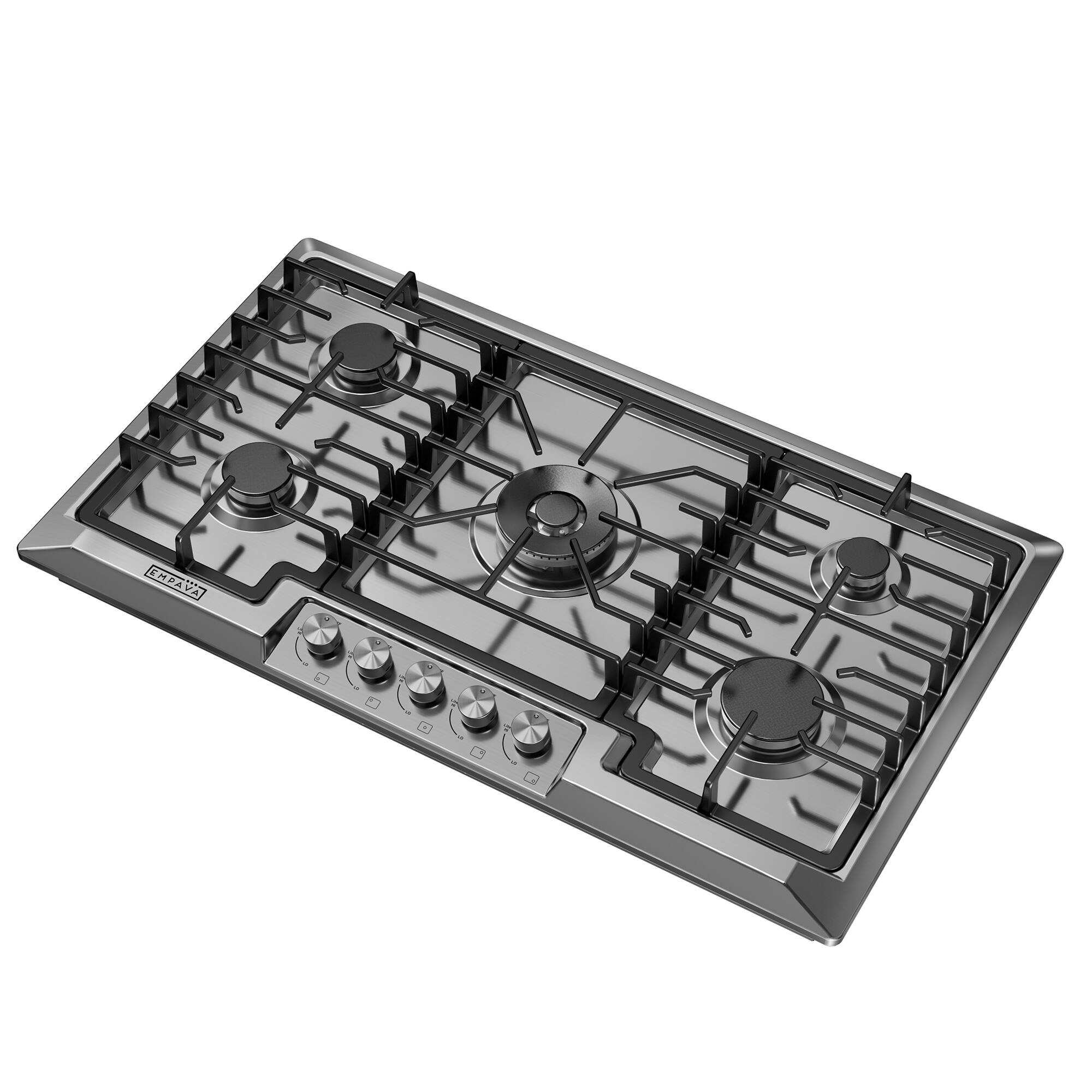 Alt View 5. Empava - 36 in. 5 Burners Recessed Gas on Glass Cooktop - Stainless Steel.