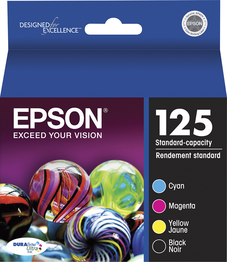 Genuine Epson 125 Black Cyan Magenta Yellow Set of 5 Ink Cartridges Dated 2022 E for sale online 