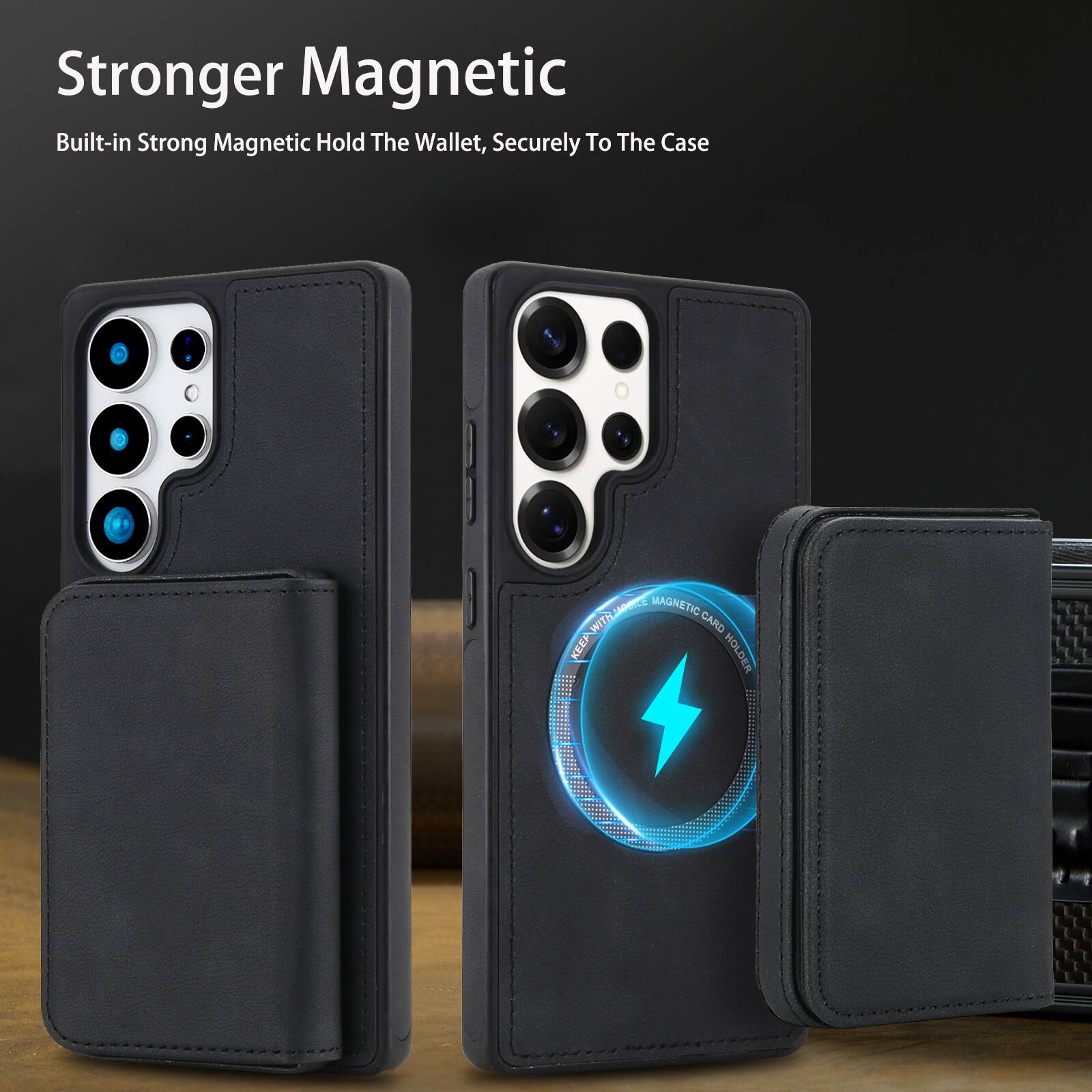 Stronger Magnetic  
Built-in Strong Magnetic Hold The Wallet, Securely To The Case