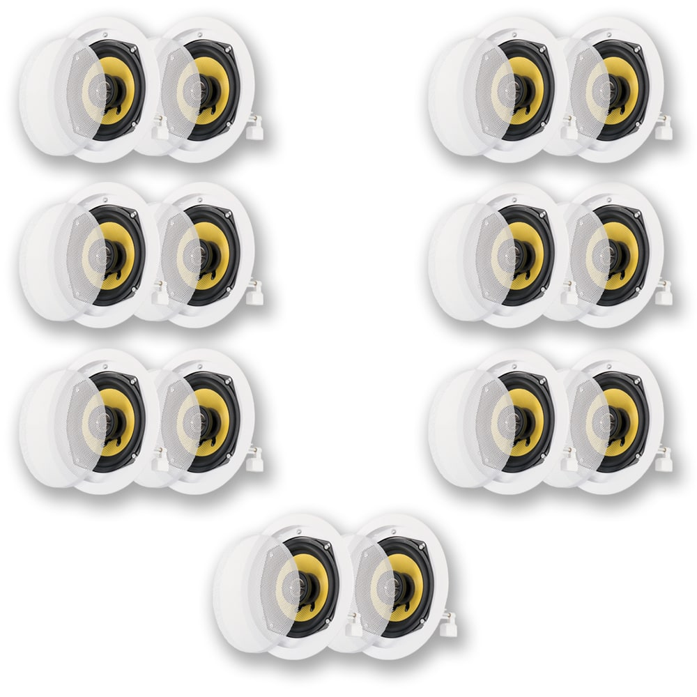 Acoustic Audio by Goldwood - HD-5 in Ceiling Speakers Home Theater Surround Sound 7 Pair Pack - Paintable White