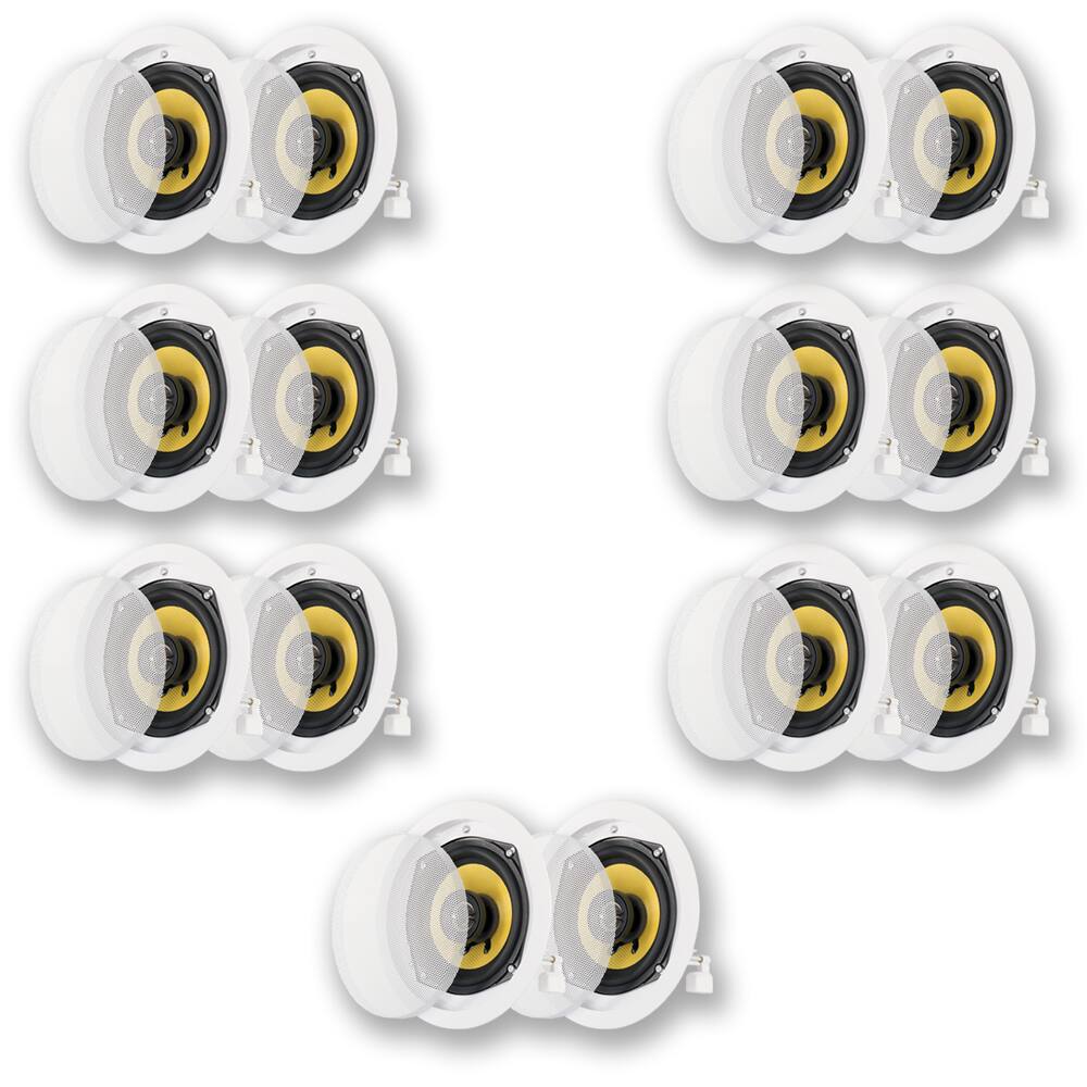 Front. Acoustic Audio by Goldwood - HD-5 in Ceiling Speakers Home Theater Surround Sound 7 Pair Pack - Paintable White.