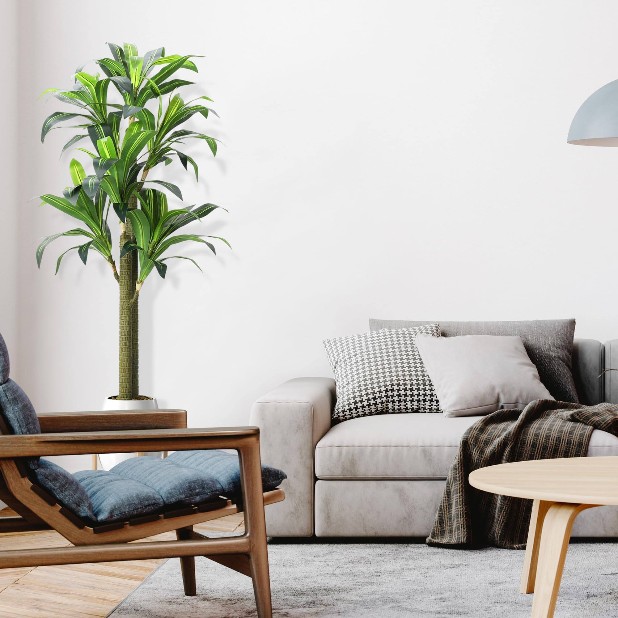 Back. Homhougo - 5.4 FT Artificial Tree - Dracaena Silk Plant Artificial Faux - Green.