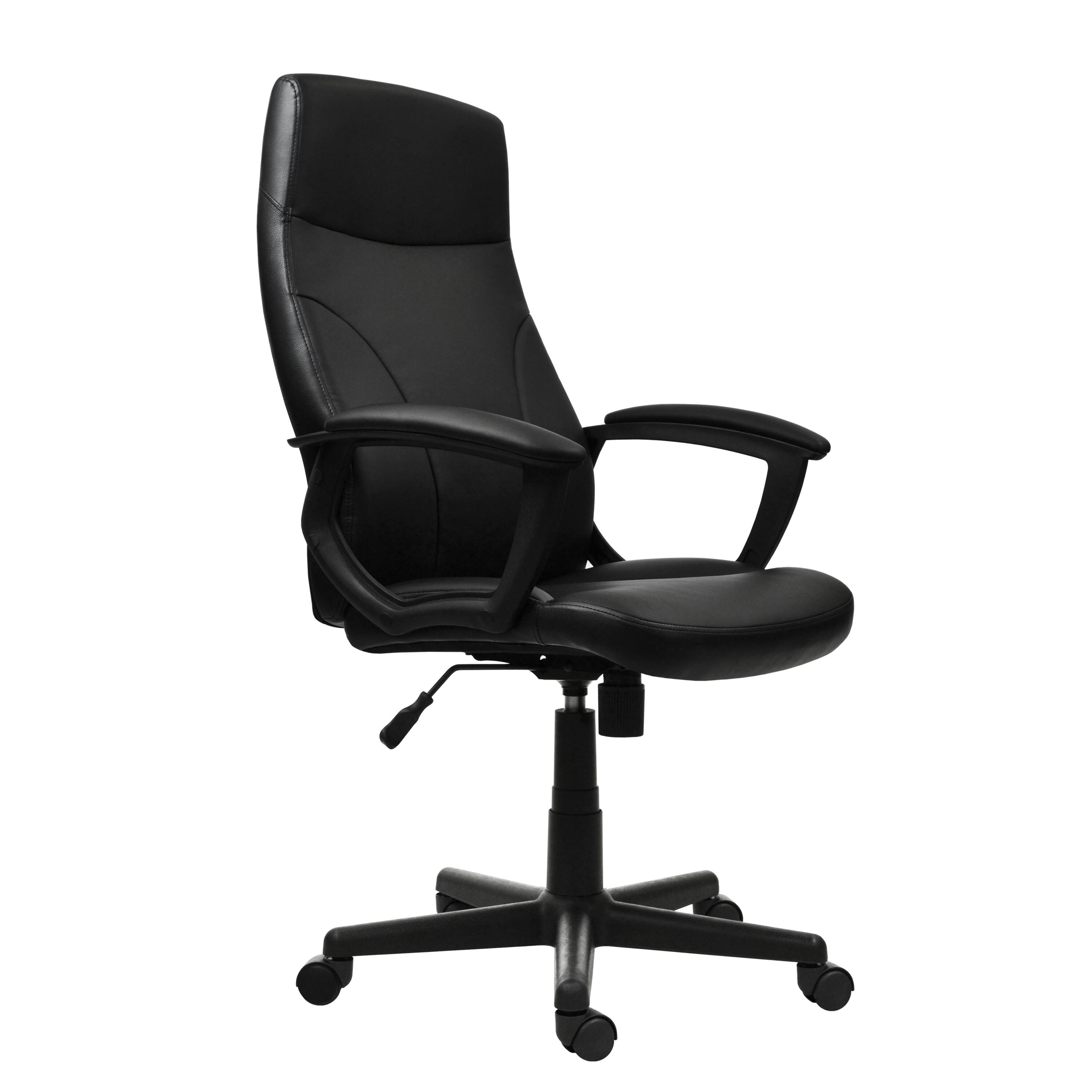 Left. Forest'nSky - Medium-Back Executive Office Chair, Black Ergonomic Desk Chair with Adjustable Height - Black.