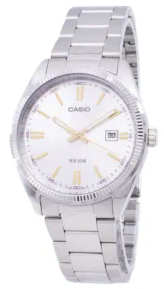 Casio - Enticer Analog MTP-1302D-7A2VDF Men's Watch Stainless Steel 50M - Silver, White