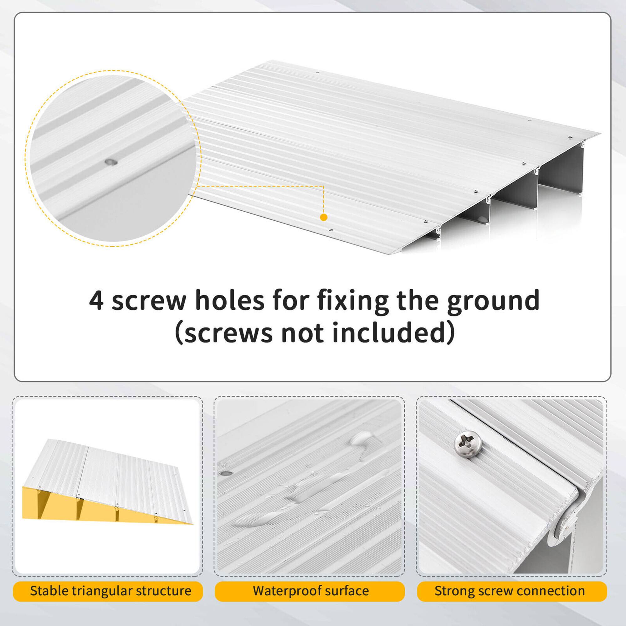 4 screw holes for fixing the ground (screws not included)  
Stable triangular structure  
Waterproof surface  
Strong screw connection