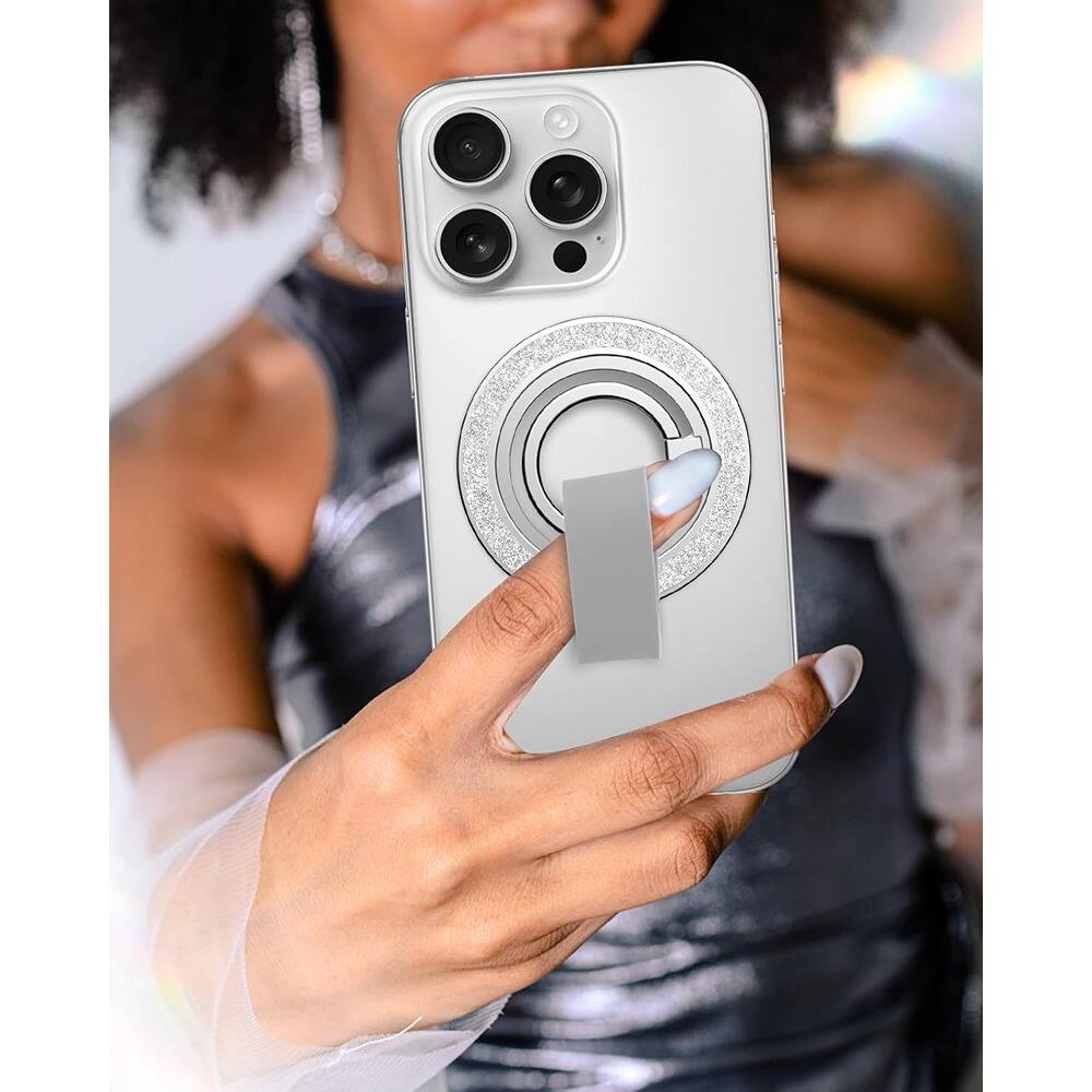 Alt View 1. PARKER SLATER - Phone Grip – Bling Silver Removable Rotating Ring Stand - Silver.